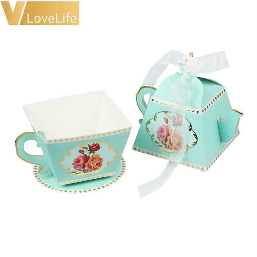 emballage cadeau décorations de fête de thé tasse de thé théière faveur de mariage boîte de bonbons décoration de douche de bébé fournitures de fête d'anniversaire 211014250o