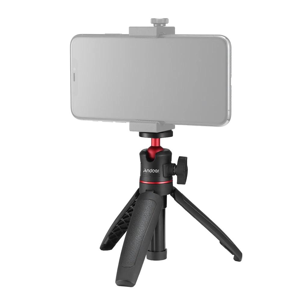 Titulaires Andoer Mini caméra extensible trépied mobile de bureau pour accessoires de téléphone monopode support de photographie portable support trepied