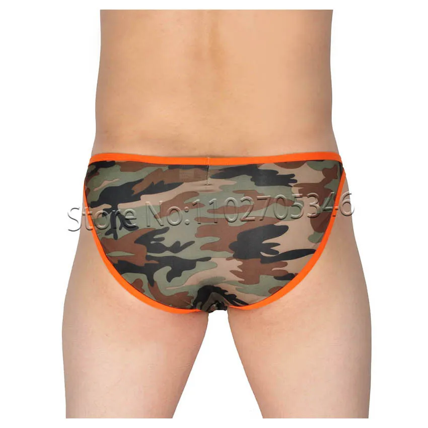 Mannen Camouflage Slips Ondergoed Mannelijke String Kruis Bikini Korte Volledige Cover Mini Trunks Korte Broek