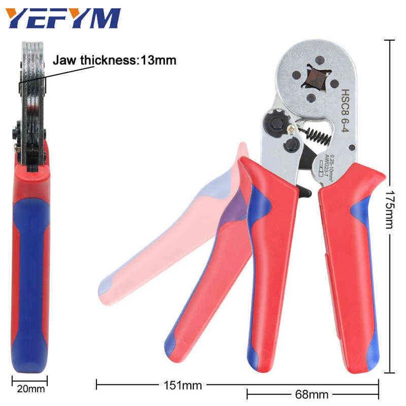 Pince à sertir les bornes tubulaires HSC8 6-4 6-6 16-6max 0 08-16mmwire mini outils de sertissage de virole YEFYM kit électrique domestique 2201211W