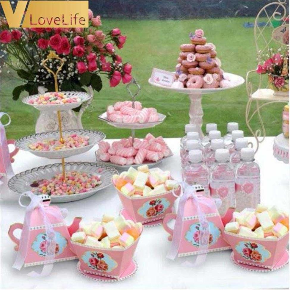 emballage cadeau décorations de fête de thé tasse de thé théière faveur de mariage boîte de bonbons décoration de douche de bébé fournitures de fête d'anniversaire 211014250o