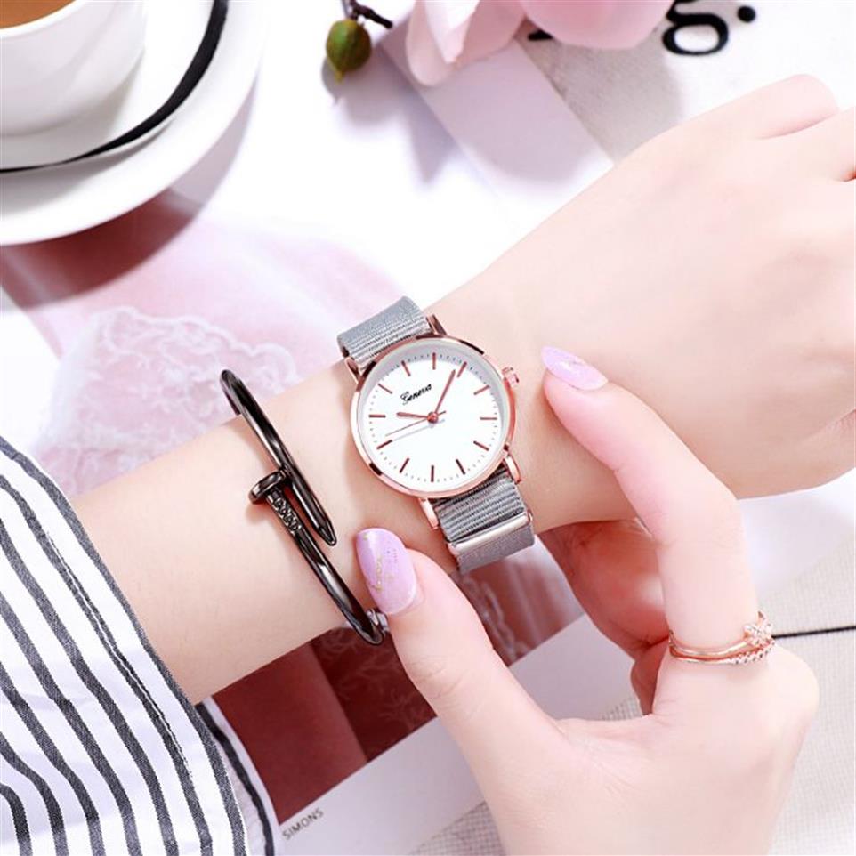 Montre à Quartz avec ceinture en Nylon confortable pour femmes, montre-bracelet Simple et fraîche pour filles, analogique classique, 277P