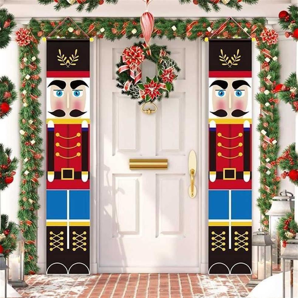 Nutcracker Soldier Banner Christmas Decor For Home Merry Door Xmas Ornament Happy Year 2022 Navidad 211022324H