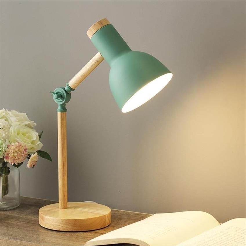 Table Lamps Stylish Wooden Iron LED Multi-Joint Reading Lamp Task Light Flexible 3W Nordic Folding Desk Bedroom Eye Protection206i