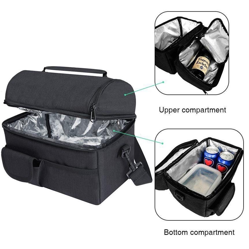 Insulated Thermal Bag Women Men Multifunctional 8L Cooler And Warm Keeping Lunch Box Leakproof Waterproof Black Y200429243s