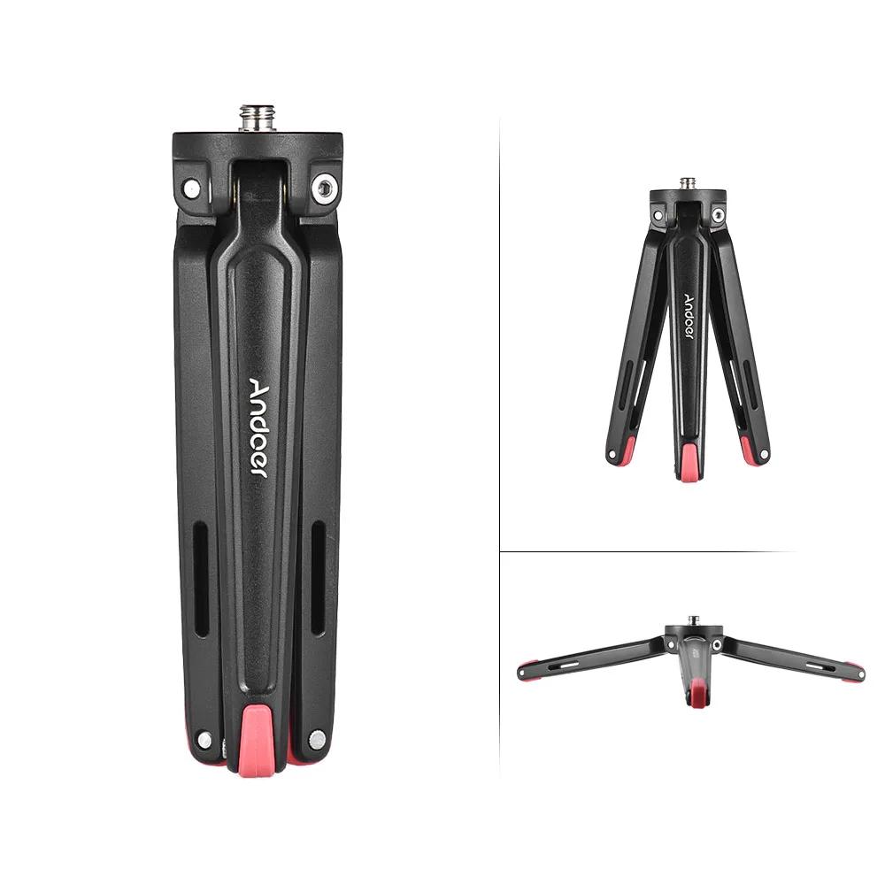 Аксессуары Andoer Mini Tripod Handheld Travel Desktop Camera Stand Holder из алюминиевого сплава для Canon Nikon Sony DSLR для iPhone X Смартфон