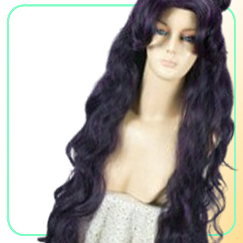Sailor Moon Luna Artemis NUEVO Long Purple Black Wig Cosplay Party Wig7957417