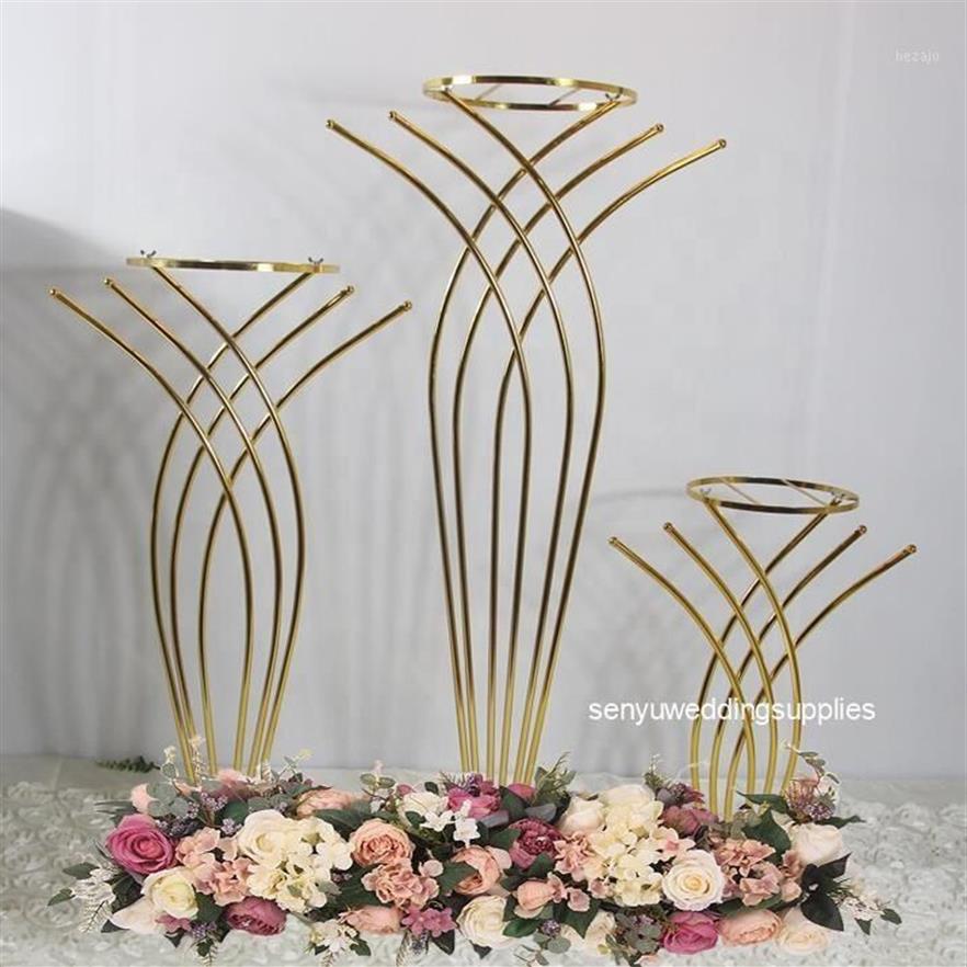 Werksfabrik Ganzes Hochzeit Tall Metall Tisch Herzstück Blumen Vase Ständer Gold Säulendekoration1250H