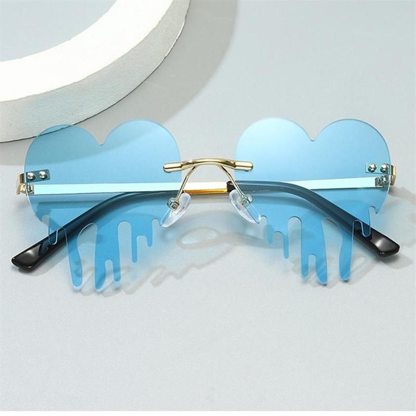 Sunglasses Vintage Rimless Women Fashion Heart Shape For Pink Green Shades Glasses Men EyewearSunglasses233h