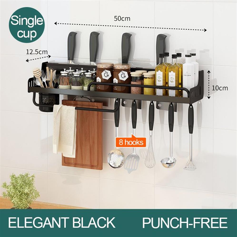 Punch- Organizzatore da cucina Multifunzionale a parete Scaffale portaoggetti Kichen Portaspezie Accessori in alluminio 220409266t