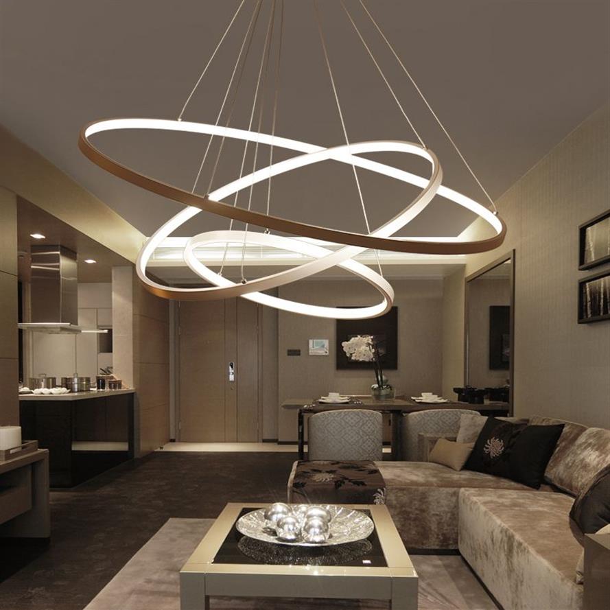 60CM 80CM 100CM Modern Pendant Lights For Living Room Dining Room Circle Rings Acrylic Aluminum Body LED Ceiling Lamp Fixtures285g