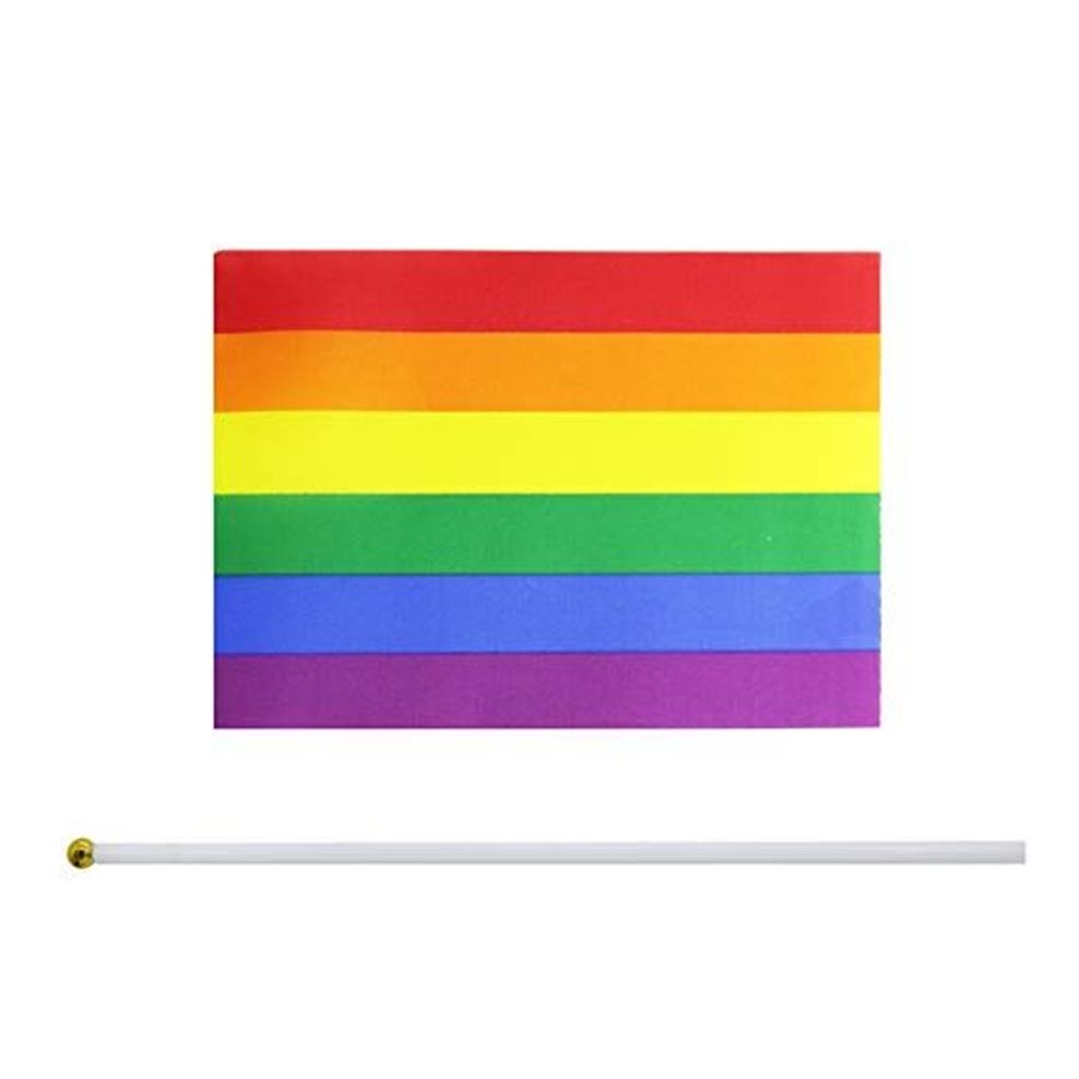 Rainbow Pride Gay Stick Flag 50 Pack Petit Mini Drapeaux LGBT à main sur bâtons Décorations Fournitures pour Mardi Gras Gay Pride Rainb219S