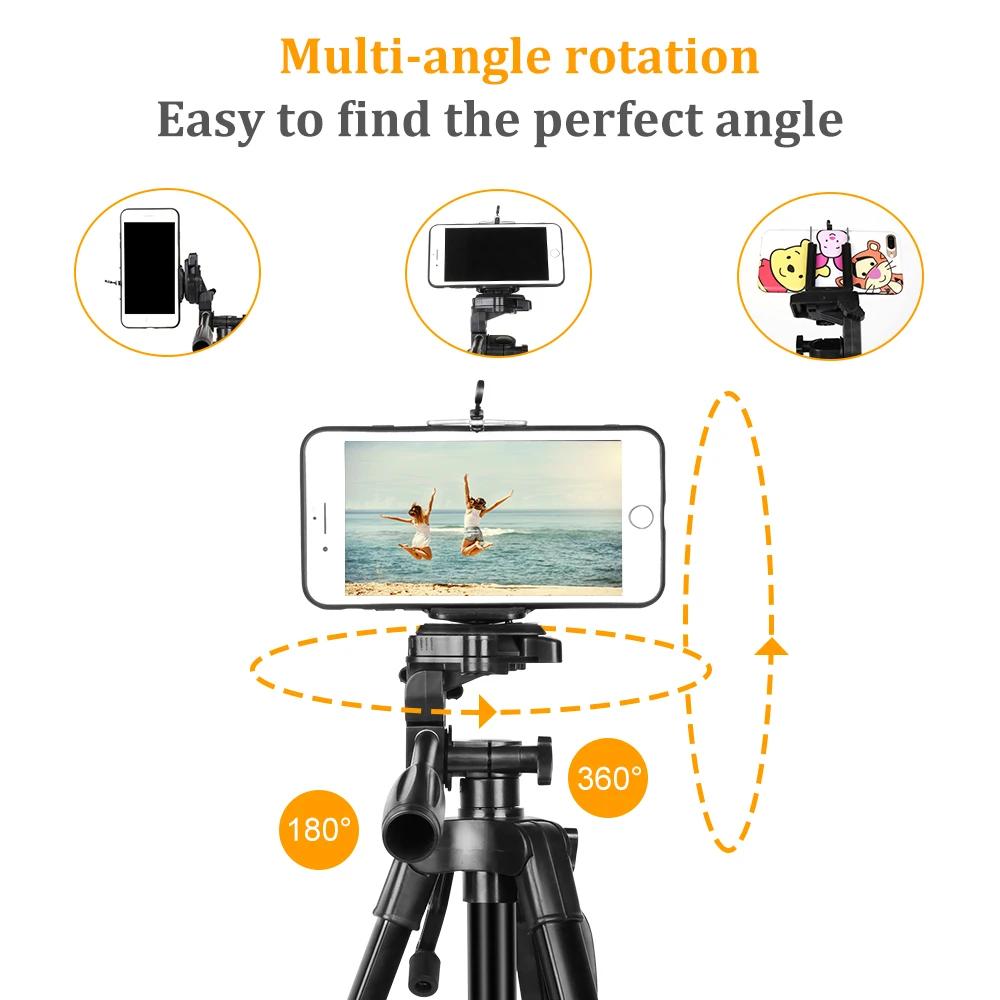 Supports de trépied Portable 55 pouces/140cm, pour Smartphone, lumière annulaire, trépied de photographie Dslr, support de caméra avec Clip de téléphone