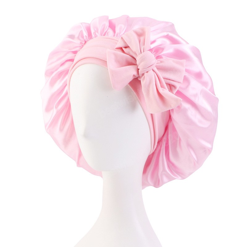 New Extra Large Women Satin Night Sleeping Cap with Head Tie Lace-up Shower Cap Hair Bonnet for Sleeping Shower Cap Adjustable