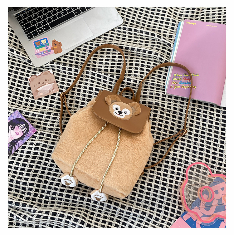 Children cartoon plush backpacks boys girls drawstring double shoulder bag fashion kids travel casual backpacks Z6106