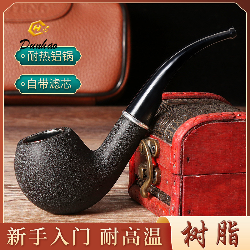 Smoking Pipe New men's resin large pipe, detachable cleaning and filtering, imitation marble cigarette holder, curved hammer pipe