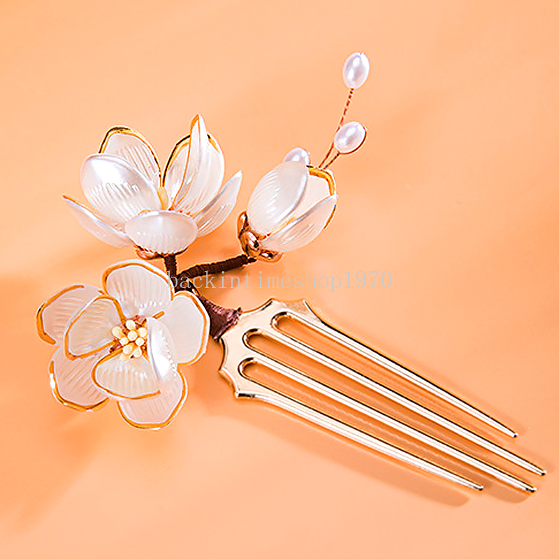 Cheongsam Flower Hair Comb Handmade Classic Style Vintage Hair Fork Hairpin Accessories Retro Jewelry Girls