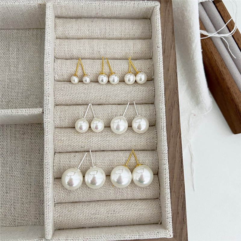 grace  water pearl earring designer for woman 5mm 6mm 10mm 12mm 925 sterling silver white 18k gold fashion womens gilrs back stud earrings jewelry party gift box