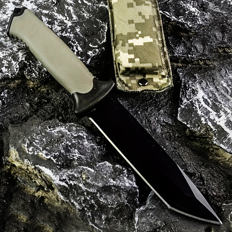 Couteau d'auto-défense couteau de survie en plein air tranchant haute dureté tactique de survie sur le terrain porter une lame de couteau droite Produits exquis et de haute qualité, style unisexe