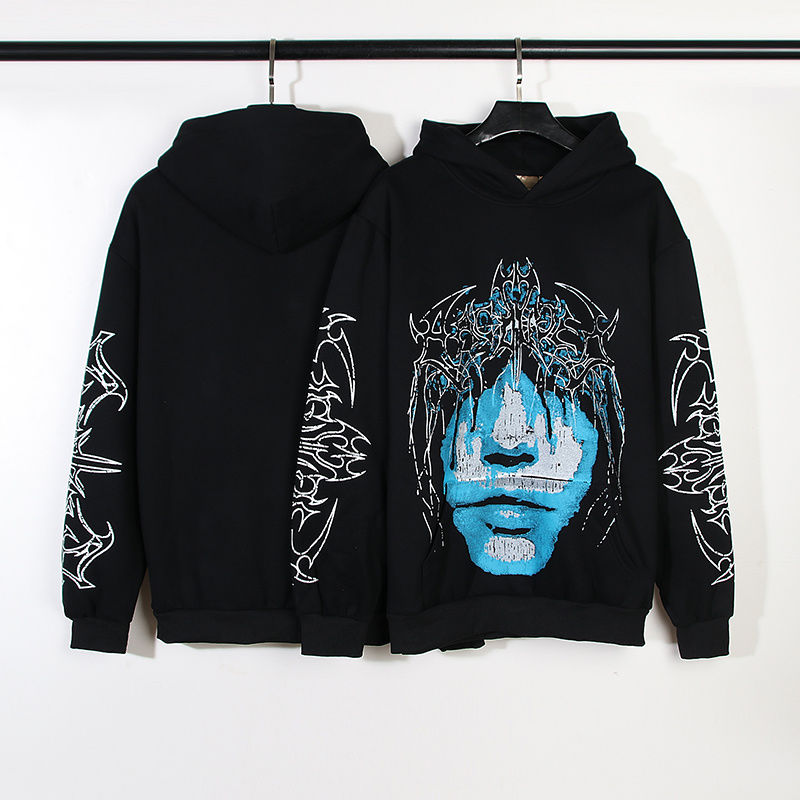 ins super chaud américain high street produits à la mode Bieber avec le même personnage avatar rétro en détresse sweat à capuche tendance masculine