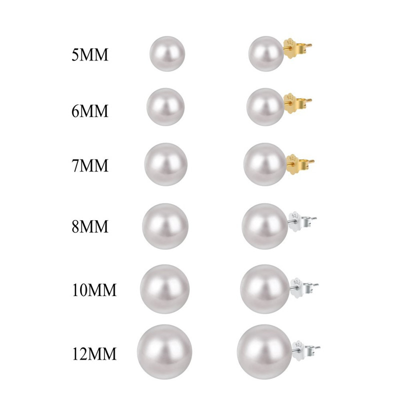 grace fwater pearl earring designer for woman 5mm 6mm 10mm 12mm 925 sterling silver white 18k gold fashion womens gilrs back stud earrings jewelry party gift box