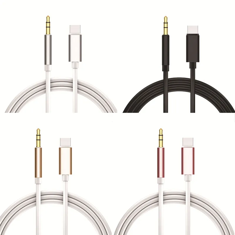 Câbles USB type-c mâle à prise jack 3.5mm, adaptateur de câble audio stéréo AUX pour téléphone portable avec boîte de retrait