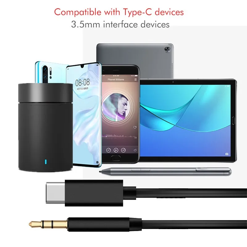 Câbles USB type-c mâle à prise jack 3.5mm, adaptateur de câble audio stéréo AUX pour téléphone portable avec boîte de retrait