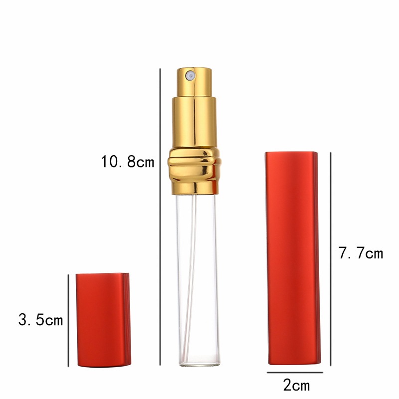 12ml Aluminum Perfume Bottle Square Refillable Containers Portable Cosmetic Packaging Atomizer Glass Inner Tank Metal Empty Fragrance Metal Spray Mist Bottles