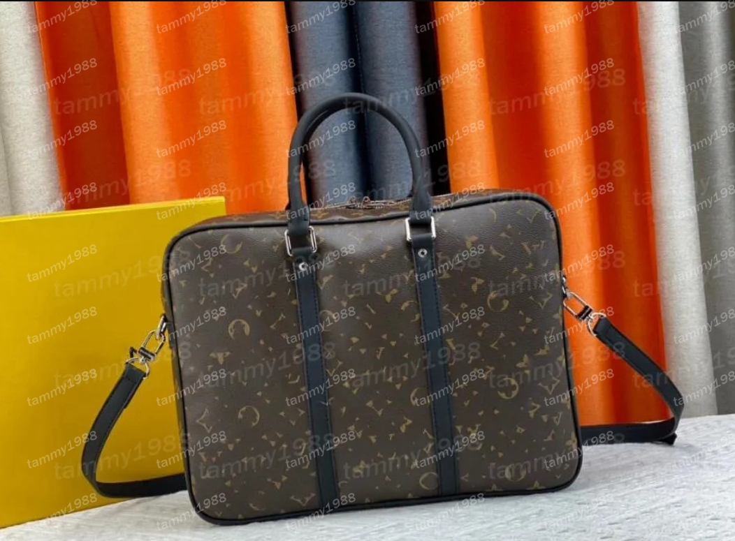 10A Voyage Aktentaschen Heiße Marke Männer Schulter Aktentasche Echtes Leder Designer taschen Handtasche Business Männer Laptop Tasche Messenger Tasche Geprägt gitter M41478