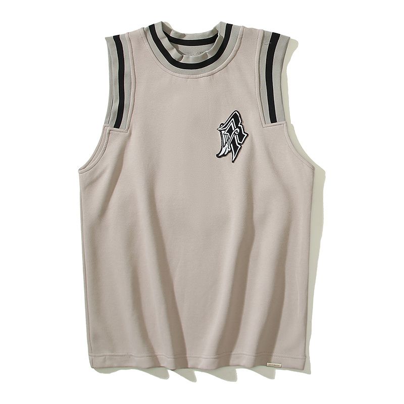 REP MAN Retro Sleeveless Tank Top, Casual Breathable R Letter Embroidered Small Logo, Summer Pure Cotton Vest