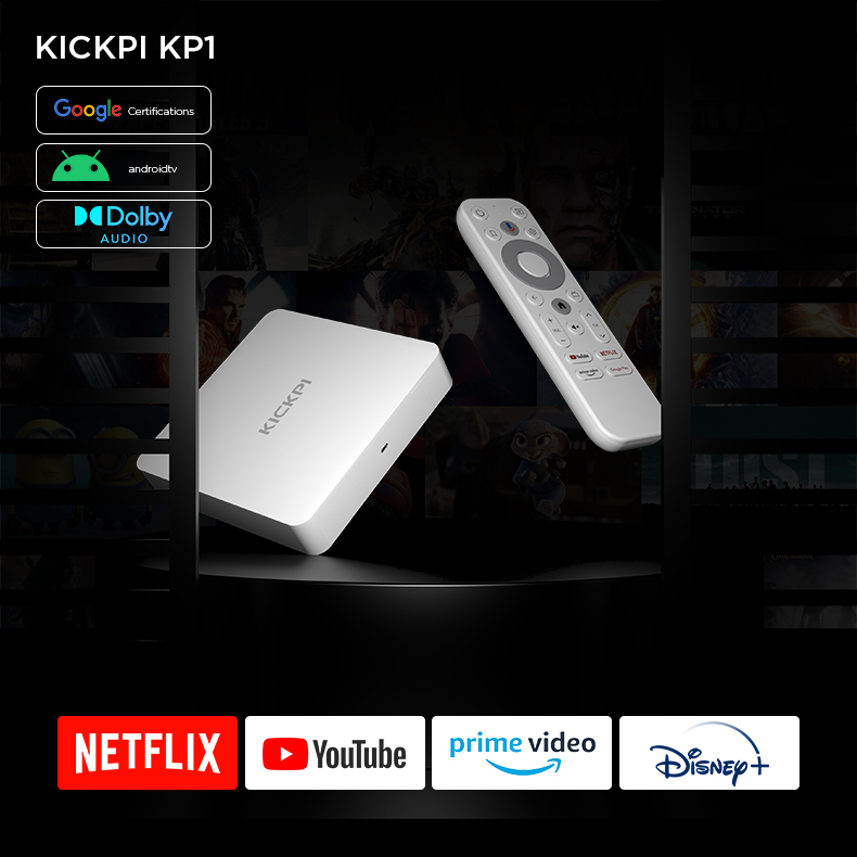 Google Netflix TV Box Android 11 Amlogic S905Y4 Media Player 4K Set Top Box Android 11.0 KICKPI KP1 2G32G AV1 2.4G5G Wifi BT5.0