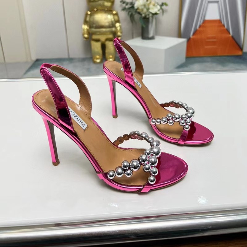 Aquazzura Crystal-embellished spänne fläckpumpar skor spole klackar sandaler kvinnors lyxdesigners klänning sko kväll slingback sandal 10 cm med låda