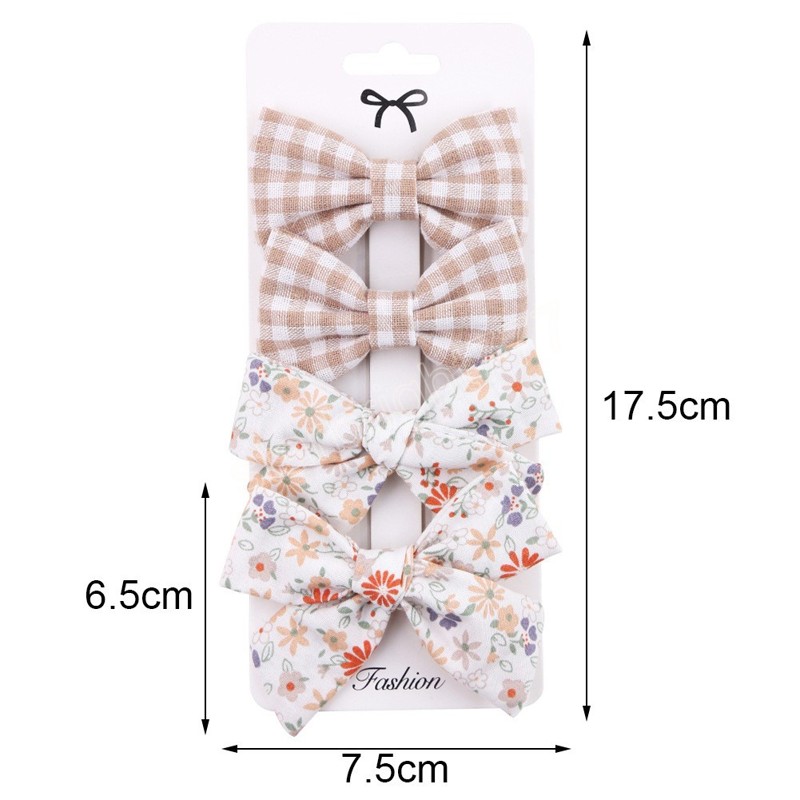 Floral Print Hair Bow Clips Baby Girls Lace Cotton Linen BB Barrettes Safety Hairpins Korea Kids Headwear Accessories