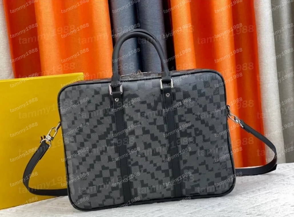 10A Voyage Briefcases Hot Brand Men Shoulder Briefcase Genuine Leather Designer bags Handbag Business Men Laptop Bag Messenger Bag Embossed Grid M41478