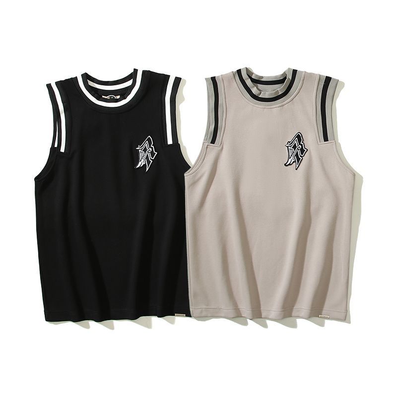 REP MAN Retro Sleeveless Tank Top, Casual Breathable R Letter Embroidered Small Logo, Summer Pure Cotton Vest