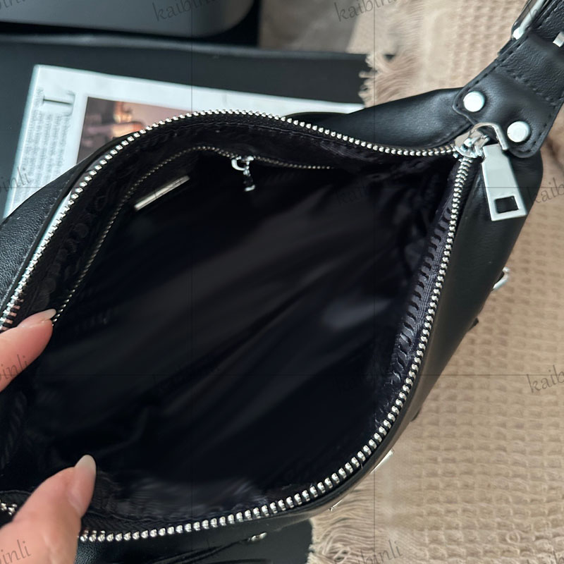 crossbody designer Motorcycle sling bag cross body bag metallic handbag rivet bag women men fashion shoulder bag real leather Y2K luxury bag cool girl Christmas