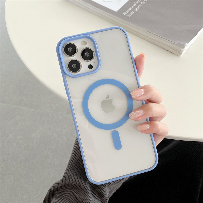 Clear acrylic Magnetic Protective Phone Cases For iPhone 15 14 11 13 12 11 Pro Max Back Transparent PC Cover Couple Case 