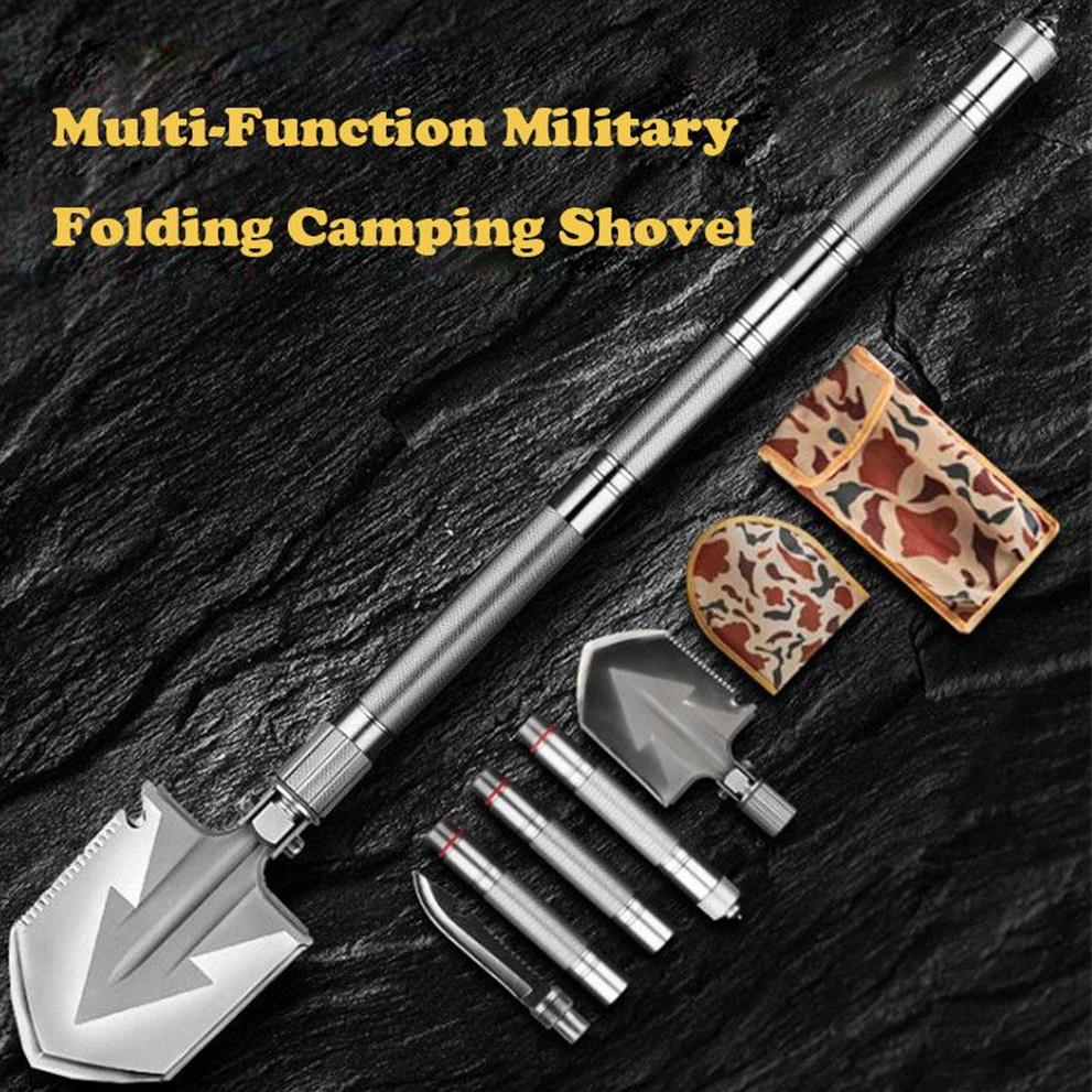 Maxlängd 92 cm spade med hög kolhalt stål spade utomhus taktisk multifunktionell vikning camping utrustning överlevnadsverktyg3131