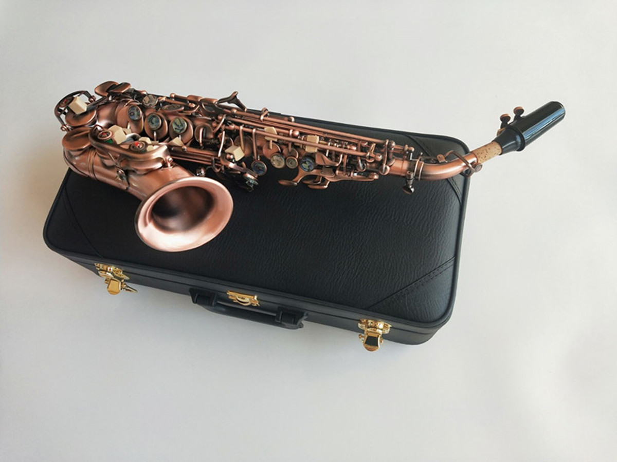 Soprano professionale che suona il sassofono bambini piegare Strumenti musicali Sax B-Flat in rame antico S-992 Spedizione gratuita