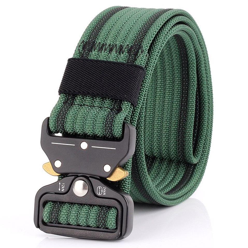 Hommes d'extérieur Ceinture tactique Nylon Armée Boucle en métal Ceinture pour hommes Libération rapide Sangle robuste Ceintures réglables militaires 3 8208Z