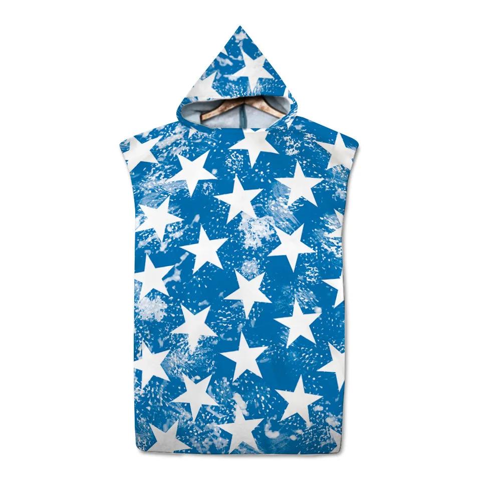 set New Microfiber Printed star Poncho Towel Surf Beach Wetsuit Changing Bath Robe with Hood Beach Towel