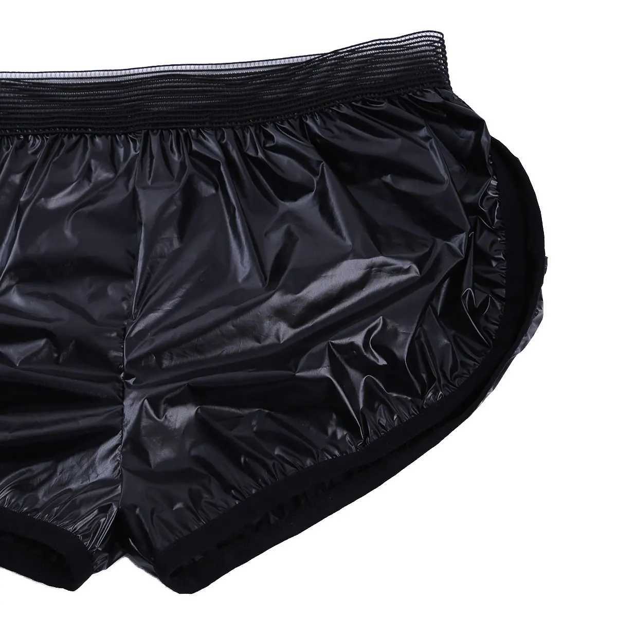 Onderbroeken Heren Zomer Sexy Shorts Wetlook Kunstleer Boxer Briefs Trunks Elastische tailleband Lounge Korte broek Hombre Strand Casual TrunksL231218