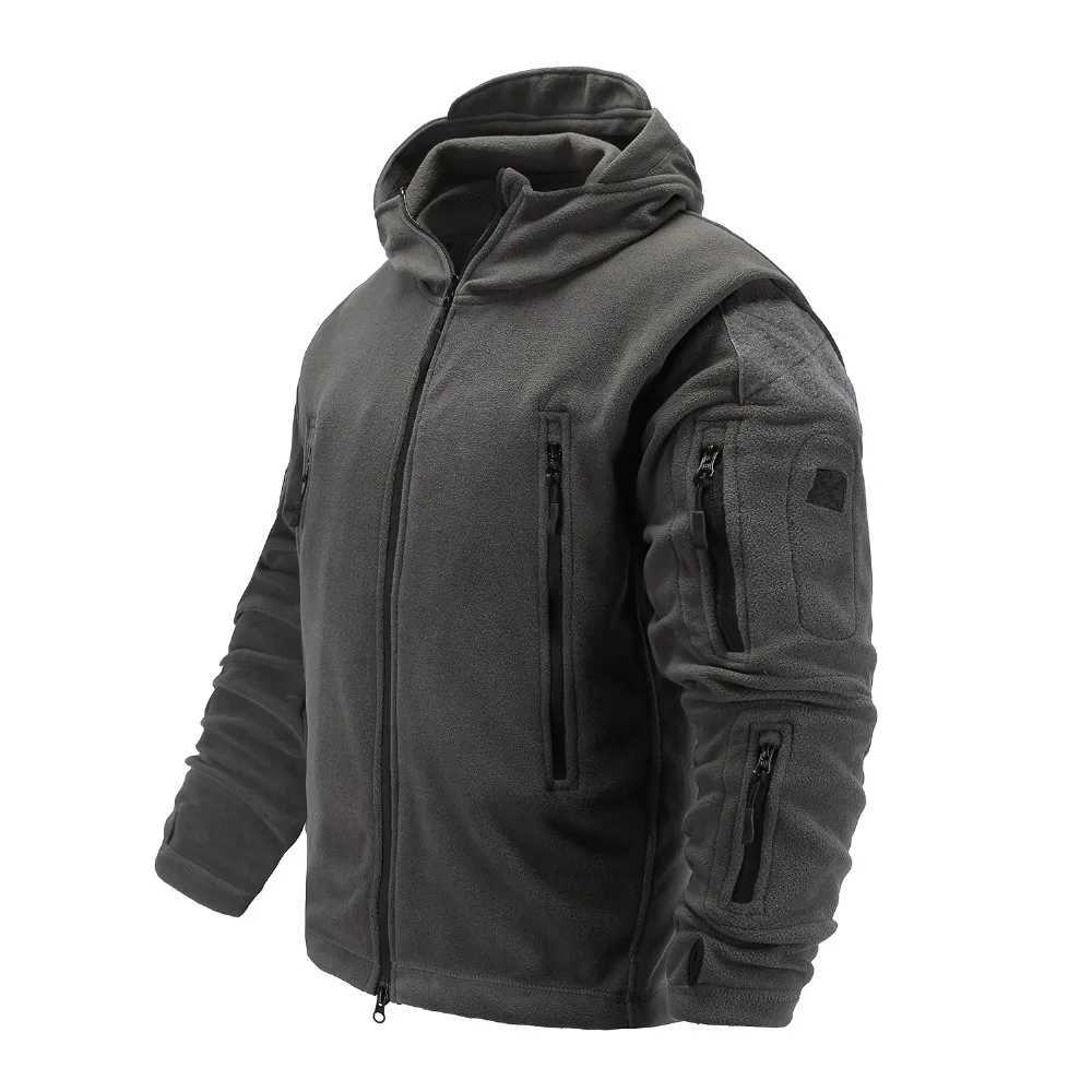 Tactische Jassen Tactische fleecejas Militair Uniform Soft Shell Casual Capuchon Heren Thermische LegerkledingL231218