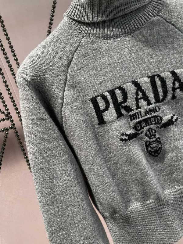 Women's Sweaters designer P Autumn/Winter New Fashion Classic Letter Jacquard Design Small High Neck Waist Short Knitted Sweater IXIF