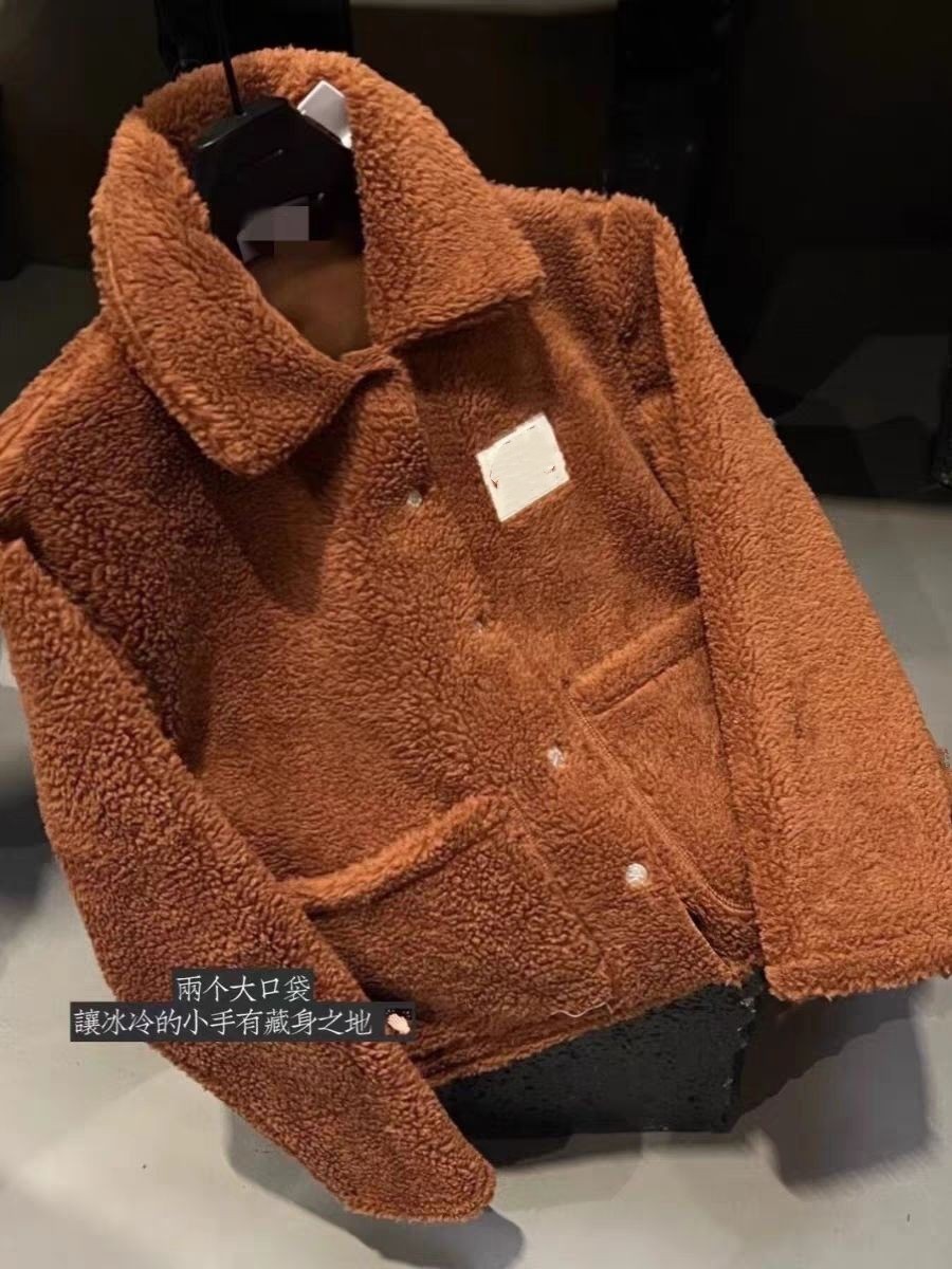 Cappotto invernale caldo da donna con colletto rovesciato in pelliccia sintetica di agnello a maniche lunghe, tasche grandi, di nuovo design, SML