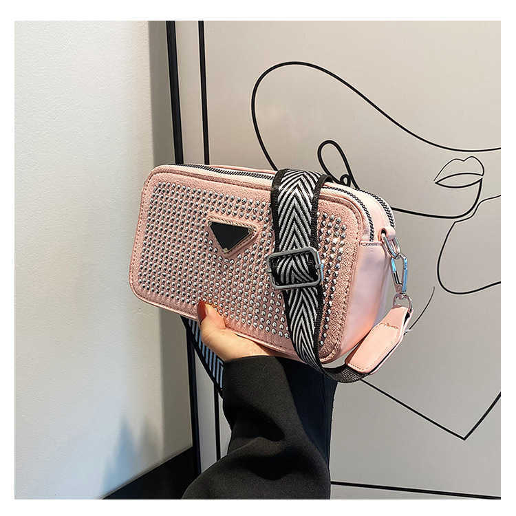 2024 New Designer women's crossbody shoulder Baobao Women's Summer Diamond Mounted Camera Simple Broadband INS Korean Crossbody Small Square Bag bag