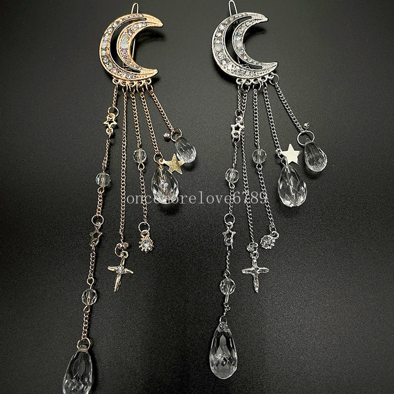 Épingle à cheveux en forme de croissant de strass, pince à cheveux de luxe en cristal, pendentif lune pour femmes et filles, bijoux, accessoires pour cheveux, cadeaux