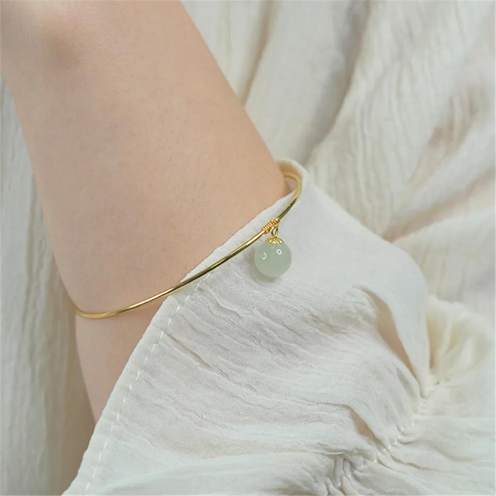 Armreif handgefertigte einzelne Perle Hetian Jade Armband Nische frisches Temperament Armband Armreif Ins Style Schmuck