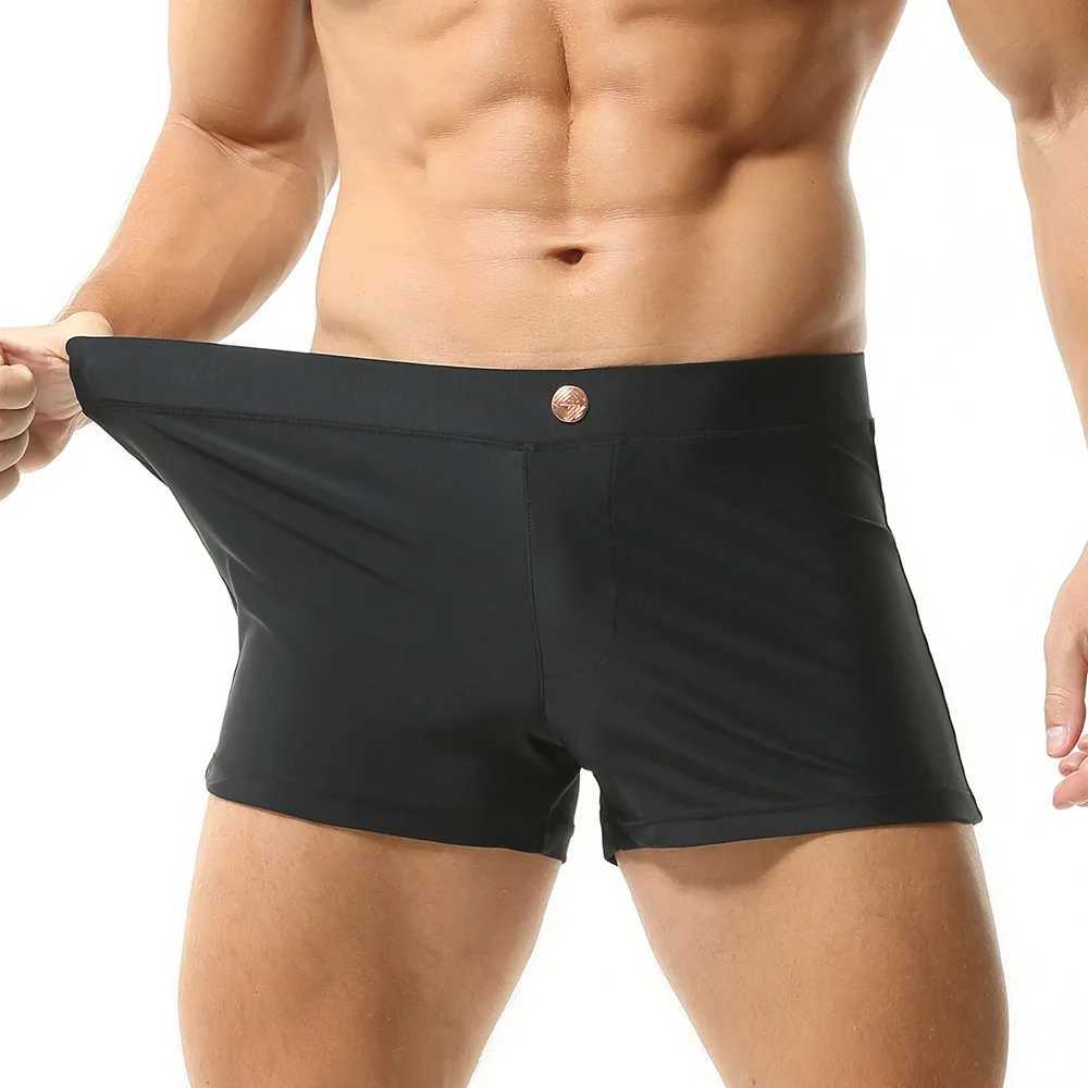 Mäns shorts JW7 Solid Color Tight Sexig låg midja män Boxer badkläder Nya sommarbadet Bikinis Pool Heta gay män baddräkter badar Sitsl231218