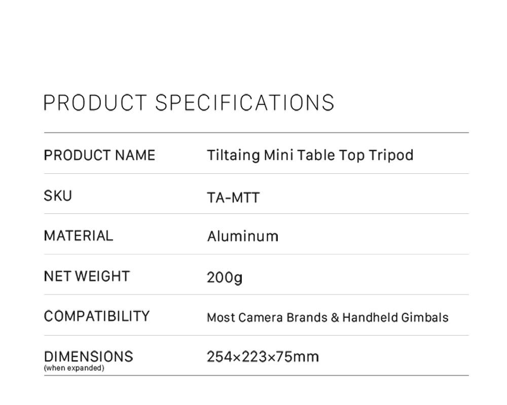 Supporti TILTA TAMTT Mini treppiede da tavolo treppiede fotocamera DSLR compatta telefono cellulare treppiedi fotocamera Gopro